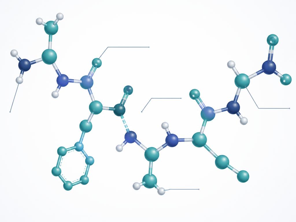 Illustration of a peptide: a short chain of linked amino acids